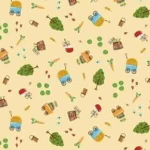 END OF BOLT! - 1 3/4" Yard - Eat Local (Beige) - Down on the Farm - 100% Cotton
